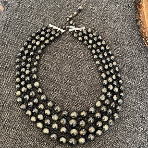 4 Strand Grey Bead Necklace - Picture 2 of 2